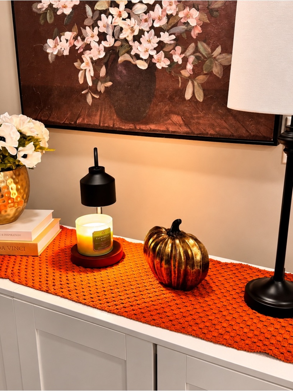 Burnt Orange Woven Table Runner Fall Autumn Thanksgiving Decor